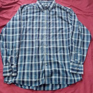 Sedgefield Mens Blue Button Flannel Shirt XL Long Sleeve Wrinkle Free